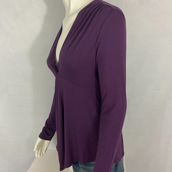 Soft Surroundings Women's Long Sleeve Bouse Top Size M V-Neck Purple NWOT - Picture 5 of 8
